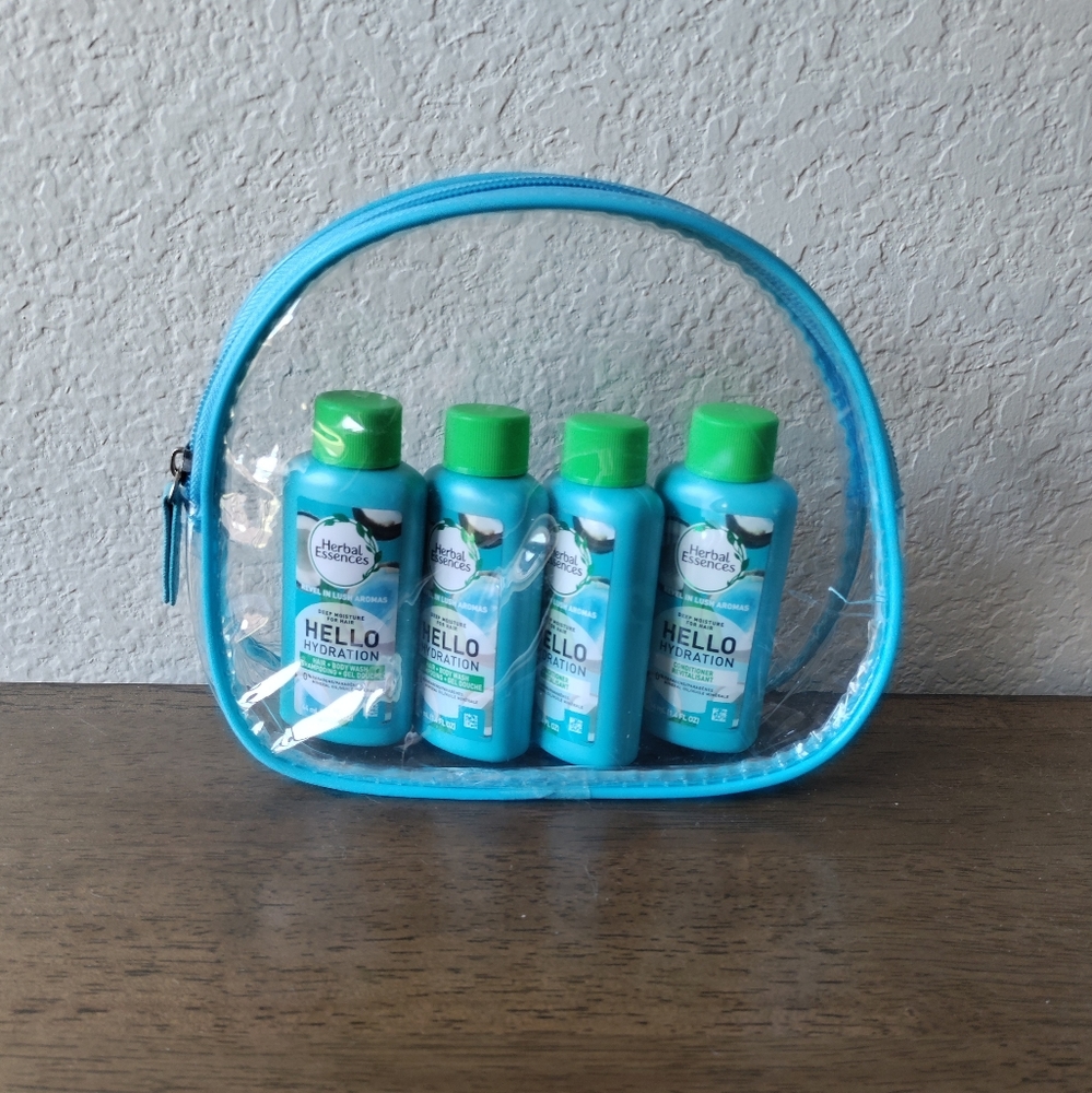 5pc Herbal Essences Hair/Body Wash + Conditioner Travel Bag Set